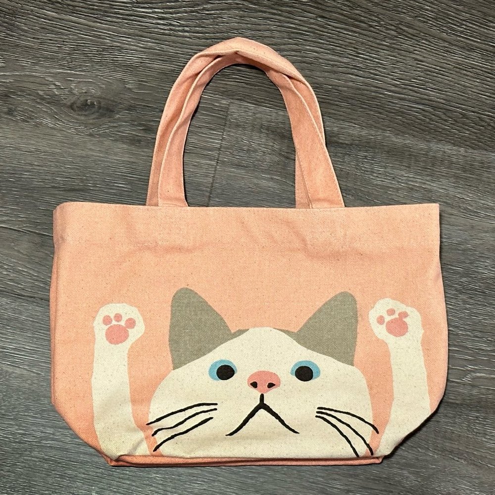 Genki Kitten Cat Tote Bag ❘ Travel Bag ❘ Causal Bag ❘ 2-Handle Bag ❘ AnimalPrint